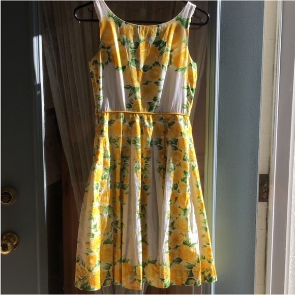 LOFT Yellow and Green Floral Dress Size 2P Petite Perfect For Summer - Picture 8 of 10